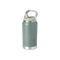 Garrafa térmica feita em inox 304 com parede dupla, capacidade de 1,1 litros. Com alça para transporte, a tampa contém bico flip e canudo interno