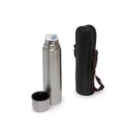 Garrafa térmica parede dupla em inox com capacidade de 750ml, acompanha capa de couro sintético com alça de nylon. Altura : 29,2 cm Largura : 7,7 cm Circunferência : 24,4 cm Tamanho total aproximado CxL : Diâmetro sem tampa: 4,7 Peso aproximado g : 5
