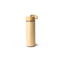 Garrafa térmica de bambu e inox 400 ml e infusor de metal. Contém tampa rosqueável de bambu e alça de tecido embutida. Altura : 22 cm Largura : 7 cm Circunferência : 22 cm Peso aproximado g : 310