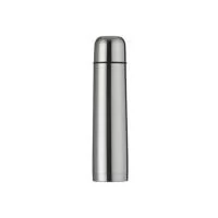 Descrição: Garrafa térmica 1L em inox com tampa rosqueável, tampa interna em plástico resistente basta um clique para abrir ou fechar . Acompanha capa protetora de couro sintético com alça em nylon e detalhe vermelho. Tamanho total aproximado CxL : 3
