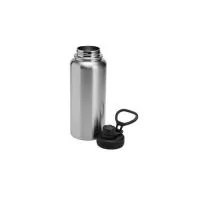 Garrafa térmica com capacidade de 1 litro em inox com parede dupla, contém tampa plástica rosqueável com bocal e alça para transporte acoplados. Altura : 26,2 cm Largura : 9,7 cm Circunferência : 28,5 cm Tamanho total aproximado CxL : 5 cm de diâmetr