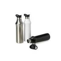 Garrafa térmica 500ml em inox. Tampa plástica com alça para transporte e botão de acionamento basta um clique para abrir ou fechar .