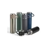 Garrafa térmica 450ml em inox com tampa que pode ser utilizada como caneca, tampa interna em plástico resistente basta um clique para abrir ou fechar , base com borracha antiderrapante.