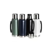 Garrafa térmica de inox livre de BPA com capacidade de 1 litro. Contém alça para transporte. Altura : 30 cm Largura : 11,5 cm Circunferência : 29,2 cm Peso aproximado g : 606