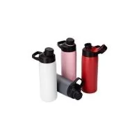 Garrafa térmica feita em inox com estrutura em parede dupla, vedação a vácuo e capacidade máxima de 600 ml, ideal para manter a temperatura de líquidos por mais tempo. Possui tampa rosqueável em plástico resistente com protetor de bocal e alça fixa, 