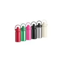 Garrafa térmica em inox com capacidade máxima para 400 ml. Apresenta estrutura de parede dupla com vedação a vácuo, garantindo a conservação da temperatura de líquidos por mais tempo. Possui tampa plástica rosqueável com protetor para o bocal, bico f