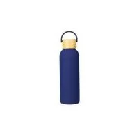 Garrafa térmica em inox com pintura emborrachada e capacidade para até 500 ml. Possui estrutura de parede dupla e vedação a vácuo que permite conservar a temperatura de bebidas por mais tempo, além de tampa rosqueável em bambu com alça plástica para 