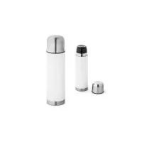 Garrafa em aço inox com parede dupla, para sublimação. Tampa com sistema de vácuo. Capacidade até 500ml. Mantém as bebidas quentes por 12h e frias por 24h.