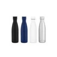 Garrafa térmica em aço inox 90% reciclado com parede dupla, isolada a vácuo e acabamento em mate. A tampa de rosca é à prova de vazamentos. Capacidade até 520 ml. Fornecido em caixa presente de papel kraft reciclado. Certificação EU Food Grade. ø70 x