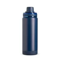 Garrafa térmica em inox 304 com capacidade máxima de até 600ml. Estrutura de parede dupla e vedação a vácuo. Tampa rosqueável em plástico com protetor de bocal e alça para transporte.