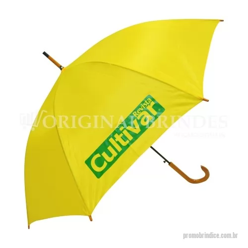 Guarda chuva personalizada - Guarda-chuva 100cm feito em poliéster, cabo de madeira. Disponível em várias cores.