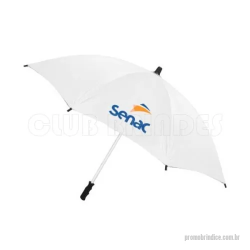 Guarda chuva personalizada - Guarda Chuva Portaria/Recepção Especial de Alumínio, varetas em aço, manual, cabo reto ou curvo com manopla de plástico, tecido nylon resinado. Disponível em várias cores. Gravação da logomarca em 1 cor em 2 gomos já inclusa.  Tamanho: Disponíveis nos tamanhos de 1,20 m, 1,40, e 1,60 de diâmetro.