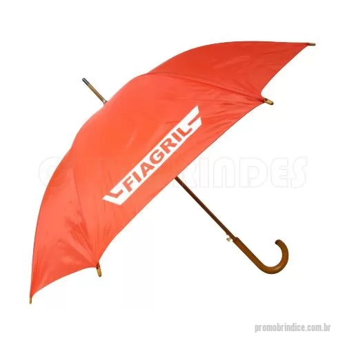 Guarda chuva personalizada - Guarda Chuva Colonial longo, nylon especial liso, cabo curvo em madeira, automático. Disponível em várias cores. Gravação da logomarca em 1 cor em 2 gomos já inclusa.  23  X 8 varetas. Tamanho: 120 cm de envergadura.