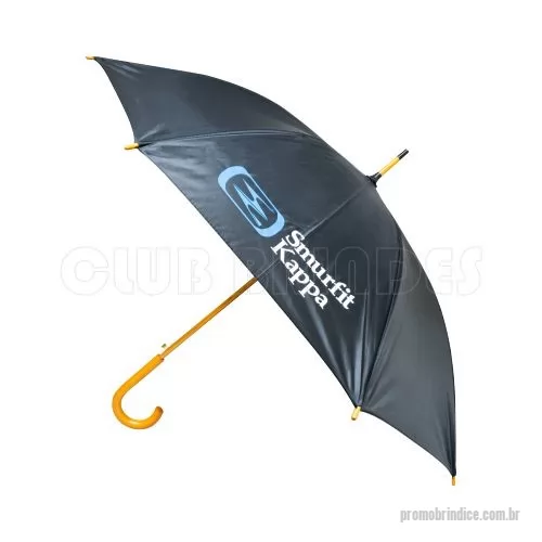 Guarda chuva personalizada - Guarda Chuva Colonial longo, nylon especial liso, cabo curvo em madeira, automático. Disponível em várias cores. Gravação da logomarca em 1 cor em 2 gomos já inclusa.  23  X 8 varetas. Tamanho: 120 cm de envergadura.