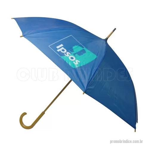 Guarda chuva personalizada - Guarda Chuva Colonial longo, nylon especial liso, cabo curvo em madeira, automático. Disponível em várias cores. Gravação da logomarca em 1 cor em 2 gomos já inclusa.  23  X 8 varetas. Tamanho: 120 cm de envergadura.