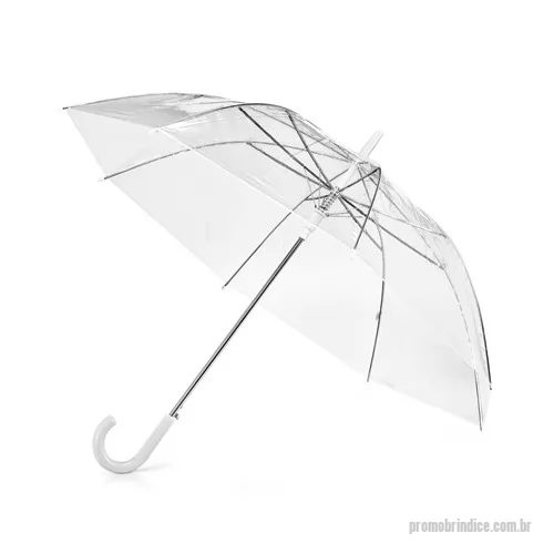 Guarda chuva personalizada - Com botão de abertura automático, o guarda chuva transparente personalizado é a escolha certa para promover e divulgar sua marca. Ele possui área nobre para a impressão do logotipo de empresas aplicado em serigrafia