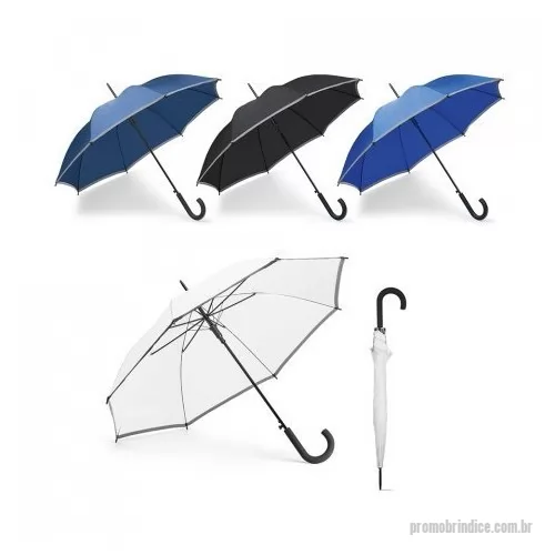 Guarda chuva personalizada - Guarda-chuva em Poliéster. Com faixa refletora. Pega revestida a borracha. Abertura automática. ø960 x 815 mm