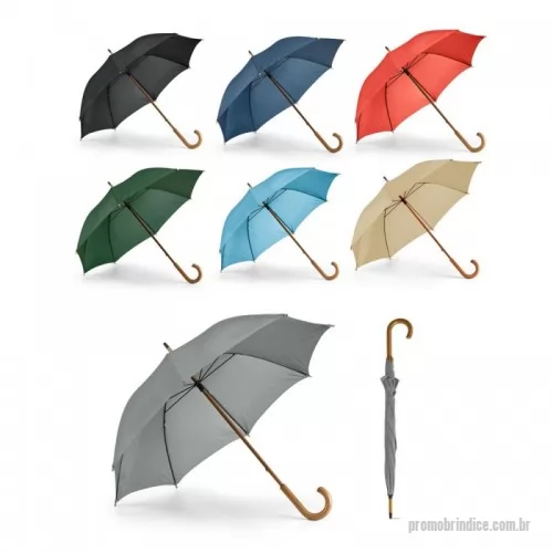 Guarda chuva personalizada - Guarda-chuva em poliéster 190T com haste e pega em madeira. Abertura manual. ø1040 mm | 885 mm