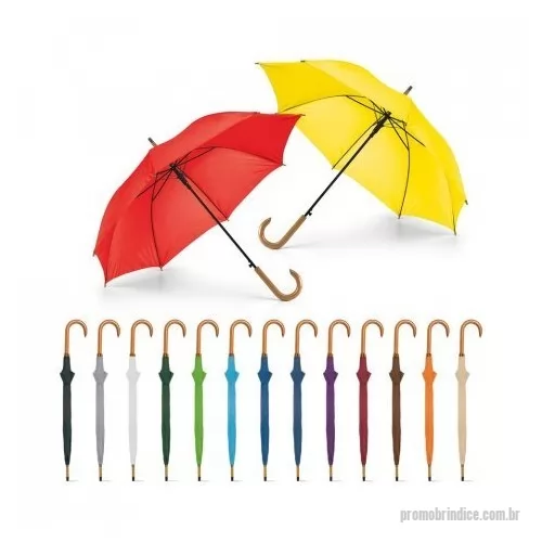 Guarda chuva personalizada - Guarda-chuva em poliéster 190T com haste em metal e pega em madeira e abertura automática. ø1040 mm | 885 mm