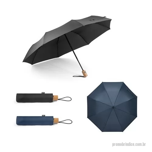 Guarda chuva personalizada - Guarda-chuva em rPET dobrável. Ecológico, com vareta de fibra. Guarda-Chuva: ø990 x 285 mm | Bolsa: ø55 x 240 mm
