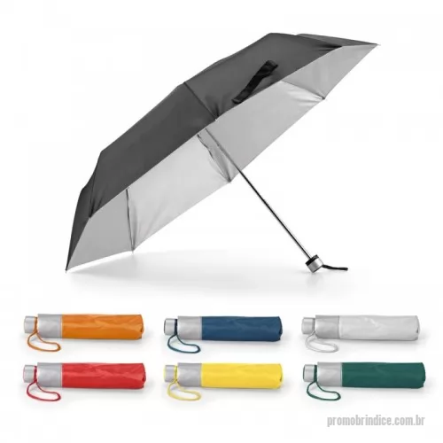 Guarda chuva personalizada - Guarda-chuva em poliéster 190T dobrável em 3 secções e de abertura manual. Disponível em várias cores, com interior em cinza. Guarda-chuva prático e leve fornecido em bolsa.