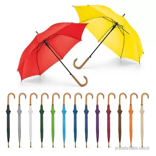 Guarda chuva personalizada - Guarda-chuva personalizado com seu logotipo. Disponível em diversas cores. Produzido em nylon, hastes de metal e pega de madeira. Medidas ø104 x 88 cm.