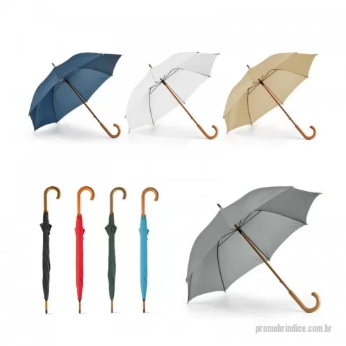 Guarda chuva personalizada - Guarda-chuva em poliéster 190T com haste e pega em madeira. Abertura manual. ø1040 x 885 mm