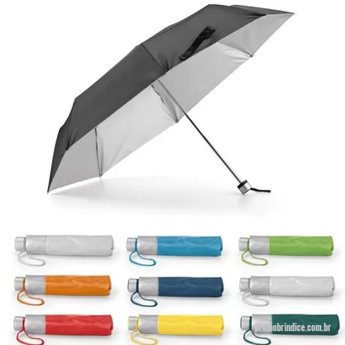 Guarda chuva personalizada - Guarda-chuva em poliéster 190T dobrável em 3 secções e de abertura manual. Disponível em várias cores, com interior em cinza. Guarda-chuva prático e leve. Fornecido em bolsa. ø960 x 240 mm | Bolsa: ø40 x 225 mm