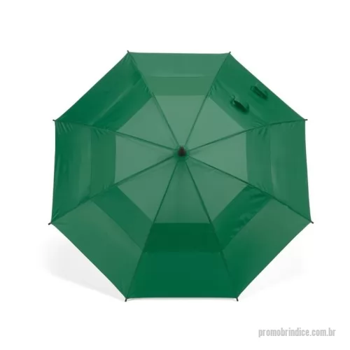 Guarda chuva personalizada - Guarda-chuva em 100% poliéster reciclado 190T (100% rPET), com varetas em fibra de vidro e pega em ABS reciclado. Guarda-chuva com abertura automática e à prova de vento. Fornecido em bolsa de poliéster reciclado. ø1055 x 840 mm