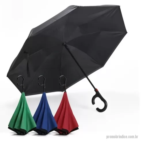 Guarda chuva personalizada - Guarda-chuva reversível com haste em metal e poliéster/ pongee 190t. cabo plástico e abertura automática. medidas: ø1100x82mm.