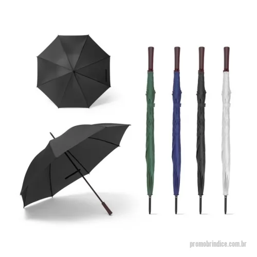 Guarda chuva personalizada - Guarda-chuva em 100% poliéster reciclado pongee 190T com abertura automática, haste e estrutura em metal. Pega em madeira. ø1050 x 850 mm