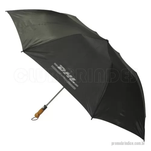 Guarda chuva personalizada - Guarda Chuva Portaria Dobrável. Cor Preto. Gravação da logomarca em 1 cor aplicada em 2 gomos já inclusa.  Tamanho Aprox: 140 cm de envergadura.