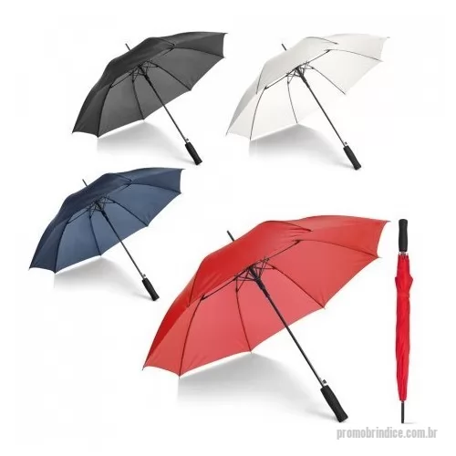 Guarda chuva personalizada - Guarda-chuva em poliéster pongee 190T com abertura automática. Varetas e haste em fibra de vidro e pega em EVA. 