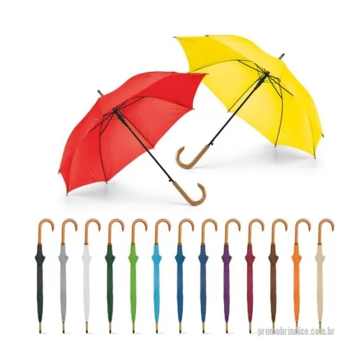 Guarda chuva personalizada - Guarda-chuva em poliéster 190T, com haste em metal e pega em madeira. O guarda-chuva tem abertura automática. ø1040 x 885 mm
