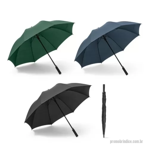 Guarda chuva personalizada - Guarda-chuva em poliéster pongee 190T, com haste e varetas em fibra de vidro e pega em PP. O guarda-chuva tem abertura automática e é à prova de vento. Fornecido em bolsa. ø1170 x 880 mm | Bolsa: 85 x 725 mm