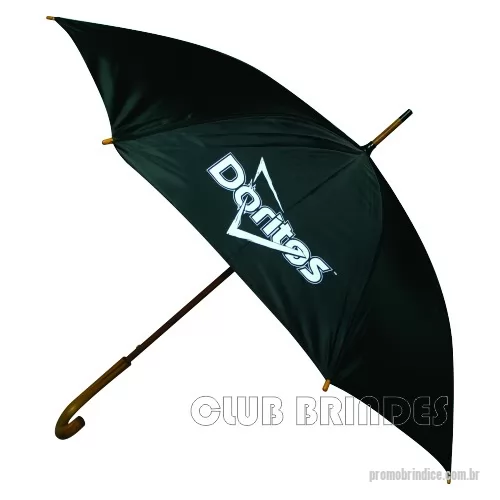 Guarda chuva personalizada - Guarda Chuva Colonial longo, nylon especial liso, cabo curvo em madeira, automático. Disponível em várias cores. Gravação da logomarca em 1 cor em 2 gomos já inclusa.  23  X 8 varetas. Tamanho: 120 cm de envergadura.