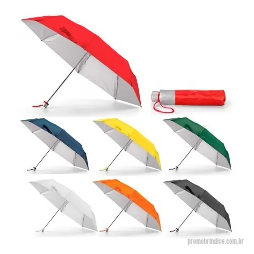 Guarda chuva personalizada - Guarda-chuva em poliéster 190T dobrável em 3 secções e de abertura manual. Disponível em várias cores, com interior em cinza. Guarda-chuva prático e leve. Fornecido em bolsa. ø960 x 240 mm | Bolsa: ø40 x 225 mm