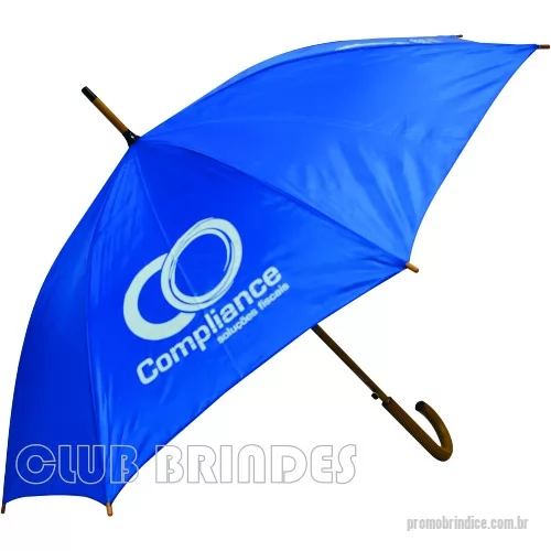 Guarda chuva personalizada - Guarda Chuva Colonial longo, nylon especial liso, cabo curvo em madeira, automático. Disponível em várias cores. Gravação da logomarca em 1 cor em 2 gomos já inclusa.  23  X 8 varetas. Tamanho: 120 cm de envergadura.