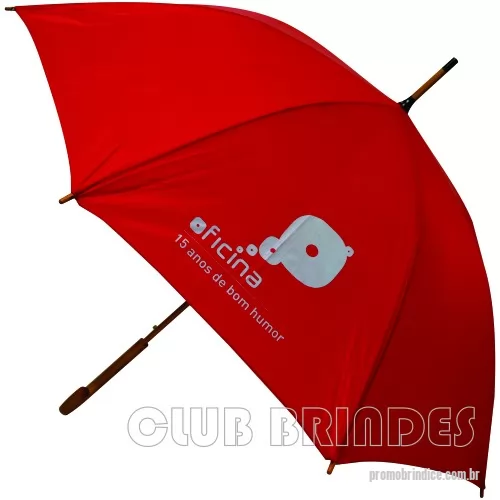 Guarda chuva personalizada - Guarda Chuva Colonial longo, nylon especial liso, cabo curvo em madeira, automático. Disponível em várias cores. Gravação da logomarca em 1 cor em 2 gomos já inclusa.  23  X 8 varetas. Tamanho: 120 cm de envergadura.