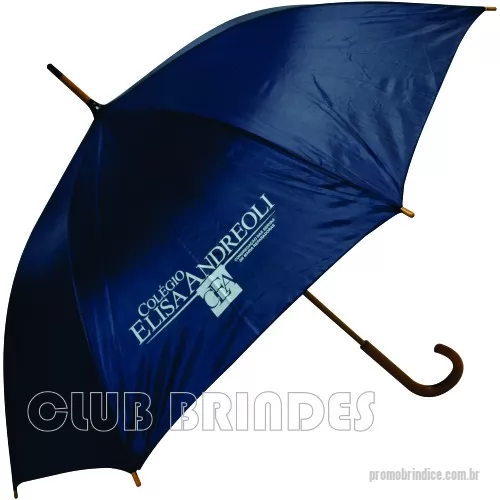 Guarda chuva personalizada - Guarda Chuva Colonial longo, nylon especial liso, cabo curvo em madeira, automático. Disponível em várias cores. Gravação da logomarca em 1 cor em 2 gomos já inclusa.  23  X 8 varetas. Tamanho: 120 cm de envergadura.