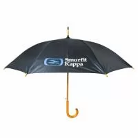 Guarda Chuva Colonial longo, nylon especial liso, cabo curvo em madeira, automático. Disponível em várias cores. Gravação da logomarca em 1 cor em 2 gomos já inclusa.  23  X 8 varetas. Tamanho: 120 cm de envergadura.