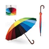 Guarda-chuva. 190T pongee. Pega em madeira. Gravação da logomarca em 1 cor aplicada em 2 gomos já inclusa.  Tamanho Aprox: 102 cm de envergadura