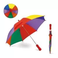 Guarda chuva para criança. Poliéster. Pega em EVA. Gravação da logomarca em 1 cor aplicada em 2 gomos já inclusa.  Tamanho Aproximado: 68 cm de envergadura