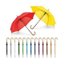 Guarda-chuva em poliéster 190T, com haste em metal e pega em madeira. O guarda-chuva tem abertura automática. ø1040 x 885 mm