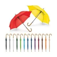 Guarda-chuva em poliéster 190T, com haste em metal e pega em madeira. O guarda-chuva tem abertura automática. ø1040 x 885 mm