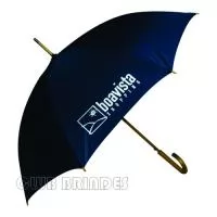 Guarda Chuva Colonial longo, nylon especial liso, cabo curvo em madeira, automático. Disponível em várias cores. Gravação da logomarca em 1 cor em 2 gomos já inclusa.  23  X 8 varetas. Tamanho: 120 cm de envergadura.