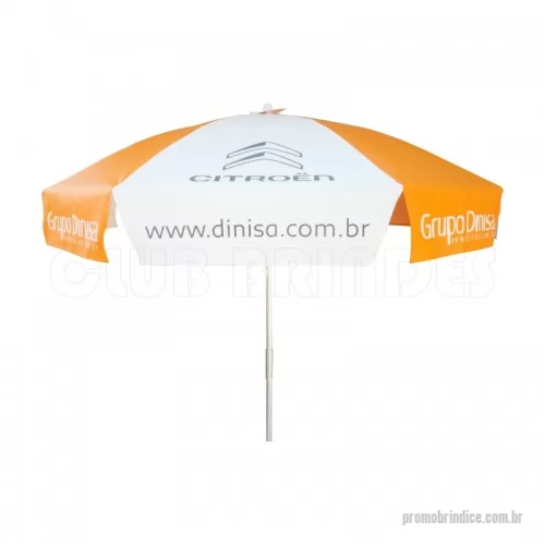 Guarda sol personalizada - Guarda Sol Personalizado com haste central em tubo de alumínio com reforço de madeira interiça. Disponível em várias cores. Gravação da logomarca em 1 cor aplicada em 4 gomos já inclusa.  Armação efeito mola com 08 gomos e 08 varetas 3,60 mm em aço 1040 e 1045. Acabamento em pintura eletrostática epóxi pó, arame de amarração 1,65 mm. haste central em tubo de alumínio trefilado com 1   (25,4 mm) liso com reforço de madeira interiça. Lona plástica com cobertura bagum com espessura 030 a 034 microns com superfície lisa para evitar impregnação de poluição do tempo.