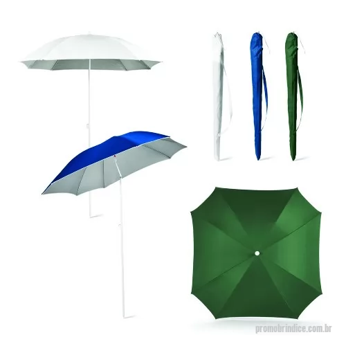 Guarda sol personalizada - Guarda Sol. 300D. Com interior prateado e cabo direcionável. Fornecido em bolsa. Gravação da logomarca em 1 cor já inclusa.  Tamanho Aprox: 160 cm de diâmetro / 180 cm | Bolsa: 105 x 13,0 cm
