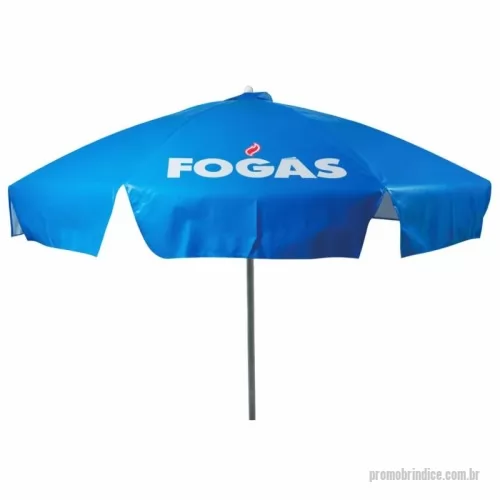 Guarda sol personalizada - Guarda Sol Personalizado com haste central em tubo de alumínio com reforço de madeira interiça. Disponível em várias cores. Gravação da logomarca em 1 cor aplicada em 4 gomos já inclusa.