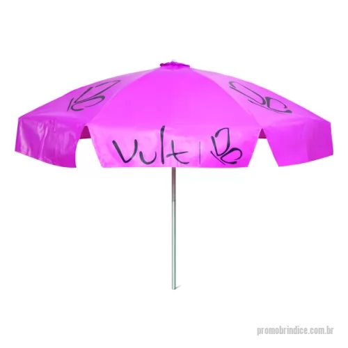 Guarda sol personalizada - Guarda Sol Personalizado com haste central em tubo de alumínio com reforço de madeira interiça. Disponível em várias cores. Gravação da logomarca em 1 cor aplicada em 4 gomos já inclusa.